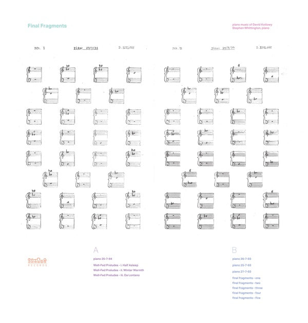 STEPHEN WHITTINGTON - Final Fragments - Piano Music of David Kotlowy ((Vinyl))